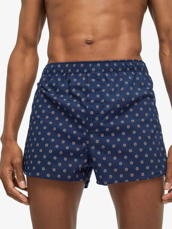 Men's Modern Fit Boxers Nelson 90 Cotton Batiste Navy sold by Derek Rose