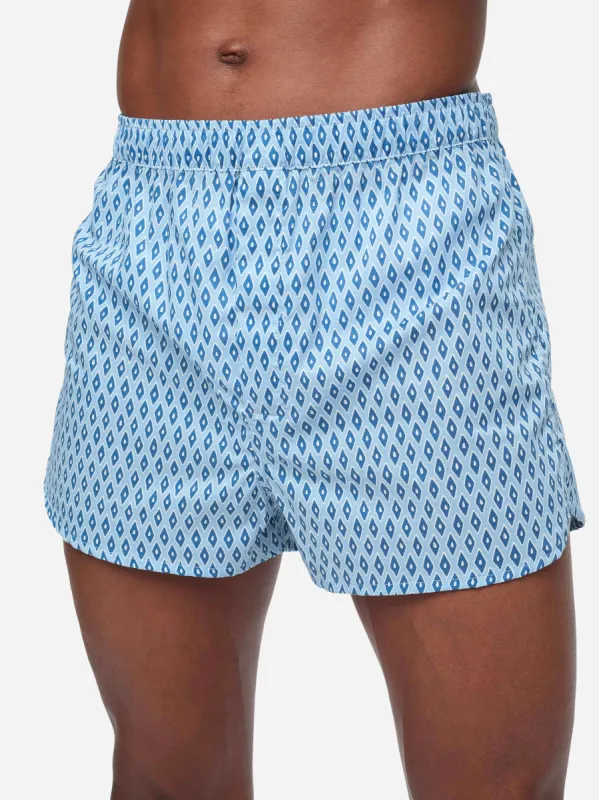 Men's Modern Fit Boxers Nelson 87 Cotton Batiste Blue sold by Derek Rose