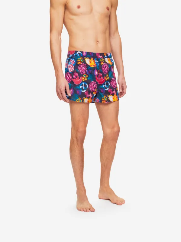Men's Modern Fit Boxers Ledbury 50 Cotton Batiste Navy sold by Derek Rose