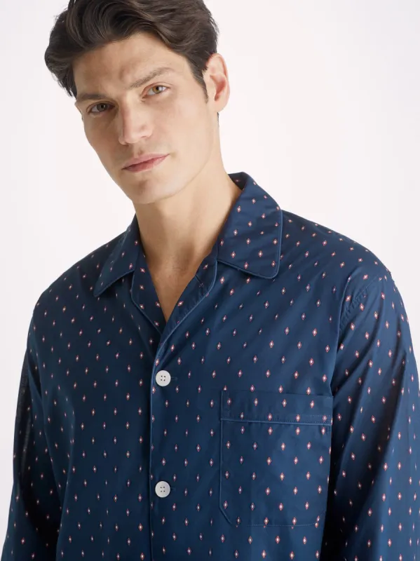 Men's Classic Fit Pyjamas Neslon 96 Cotton Batiste Navy sold by Derek Rose
