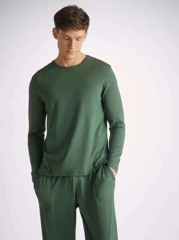Men's Long Sleeve T-Shirt Basel Micro Modal Stretch Hunter Green sold by Derek Rose