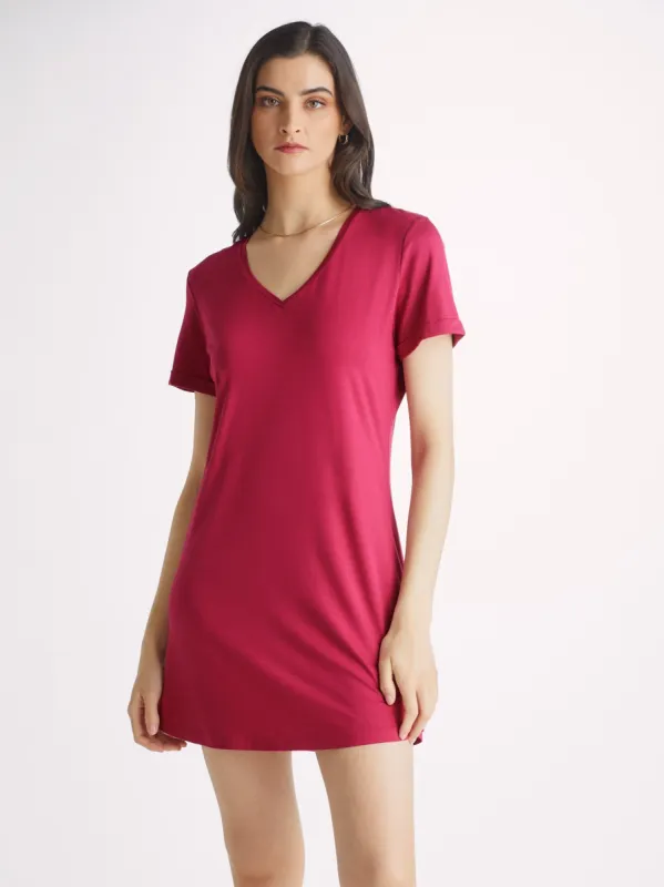 Women's V-Neck Sleep T-Shirt Lara Micro Modal Stretch Berry sold by Derek Rose