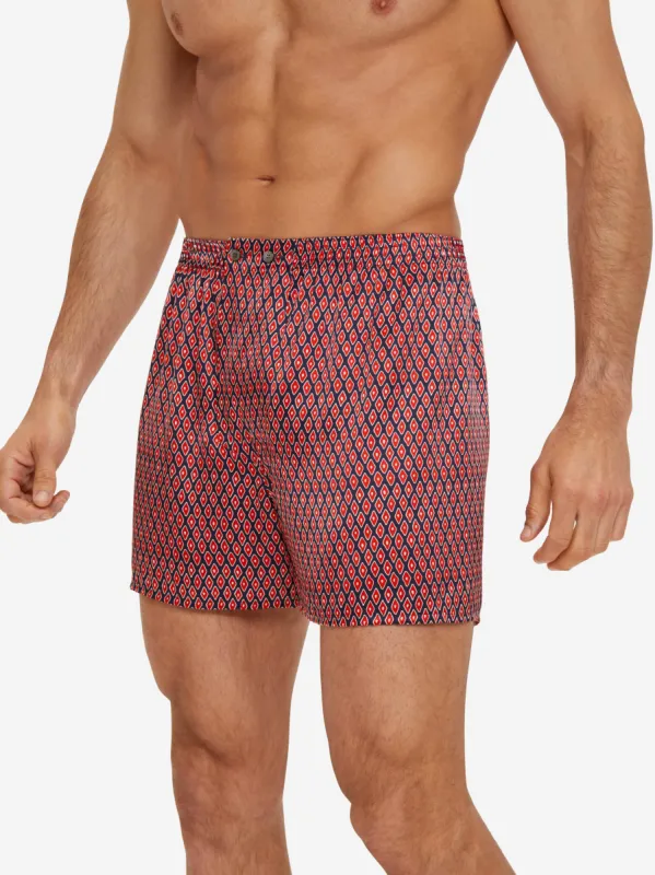 Men's Classic Fit Boxers Brindisi 76 Silk Satin Navy sold by Derek Rose