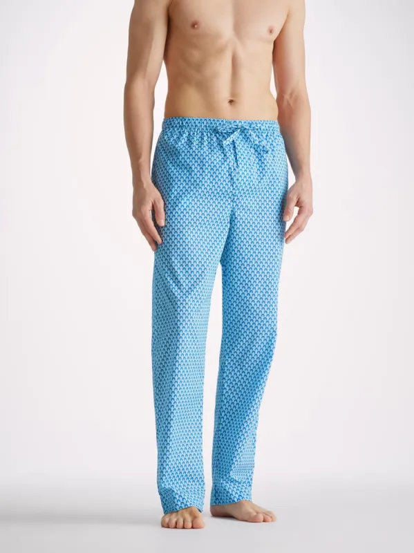 Men's Lounge Trousers Ledbury 65 Batiste Cotton Blue sold by Derek Rose