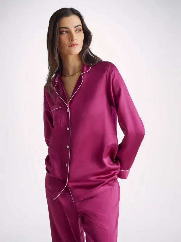 Women's Pyjamas Bailey Silk Satin Berry sold by Derek Rose