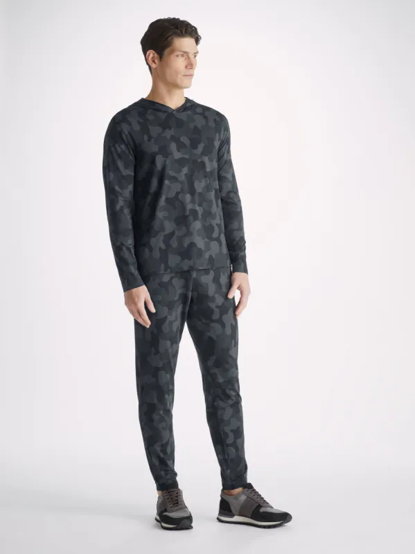 Men's Pullover Hoodie London 11 Micro Modal Black sold by Derek Rose