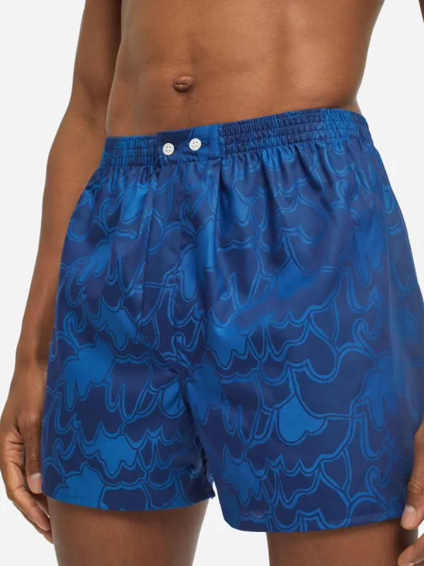 Men's Classic Fit Boxers Paris 23 Cotton Jacquard Navy sold by Derek Rose