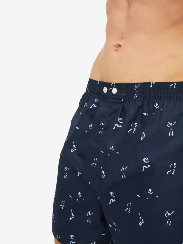 Men's Classic Fit Boxers Nelson 91 Cotton Batiste Navy sold by Derek Rose