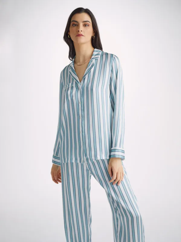 Women's Pyjamas Brindisi 90 Silk Satin Blue sold by Derek Rose