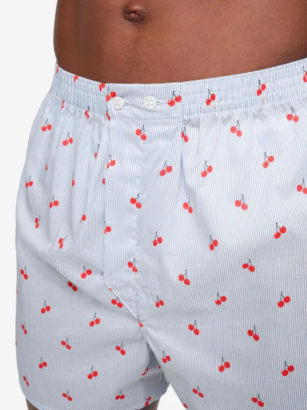 Men's Classic Fit Boxers Nelson 84 Cotton Batiste Blue sold by Derek Rose