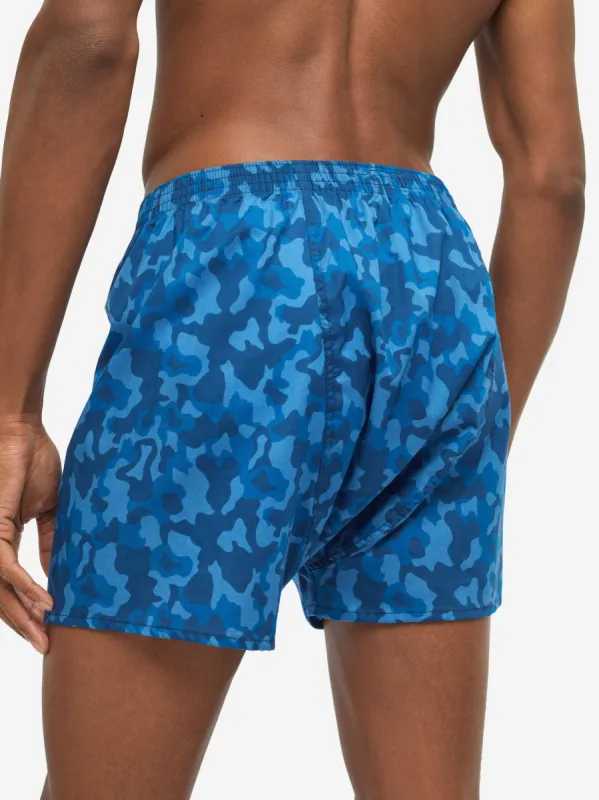 Men's Classic Fit Boxers Ledbury 55 Cotton Batiste Blue sold by Derek Rose