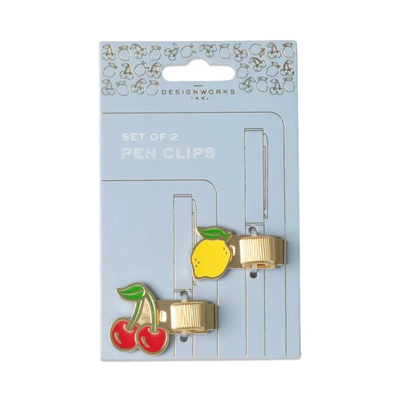 Set of 2 Pen Clips - Lemon + Cherry sold by DesignWorks Ink