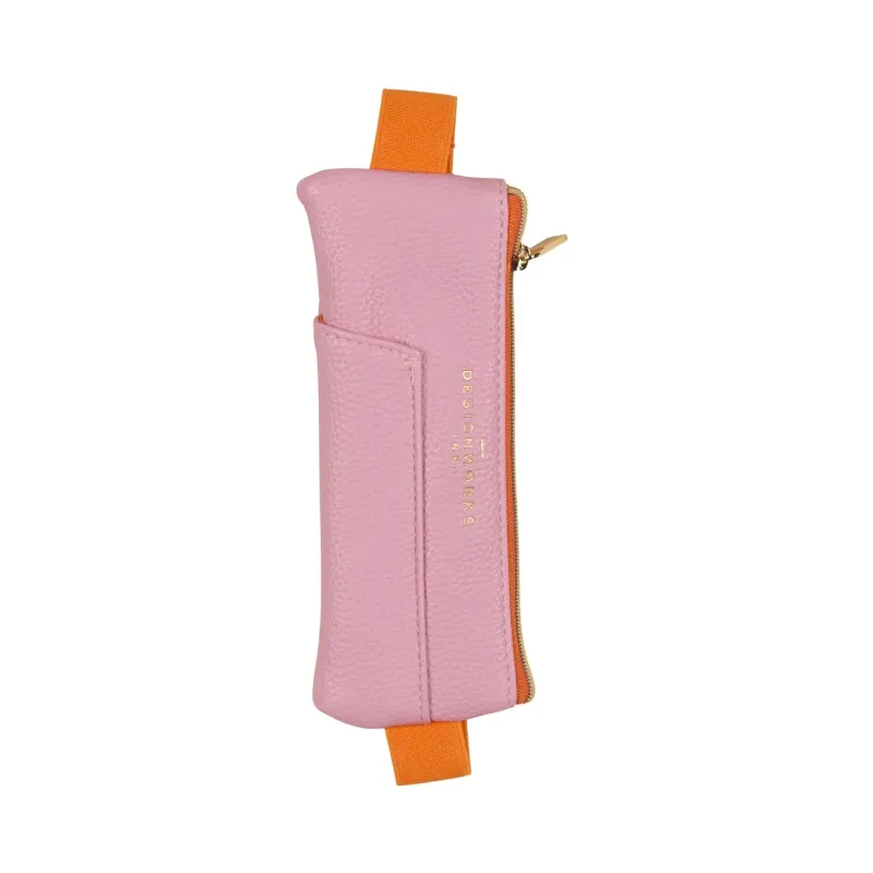 Vegan Leather Pen Pouch - Pink + Orange sold by DesignWorks Ink