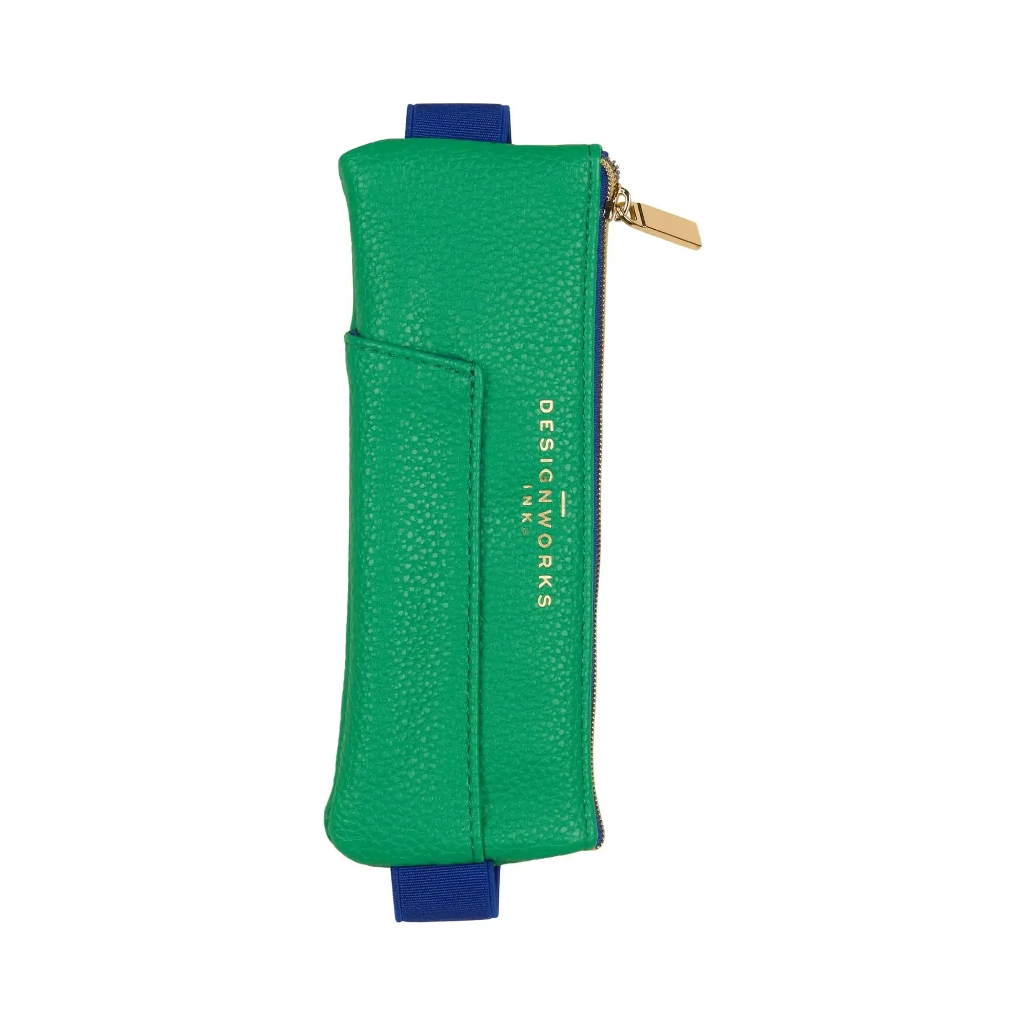 Vegan Leather Pen Pouch - Bright Green + Navy sold by DesignWorks Ink