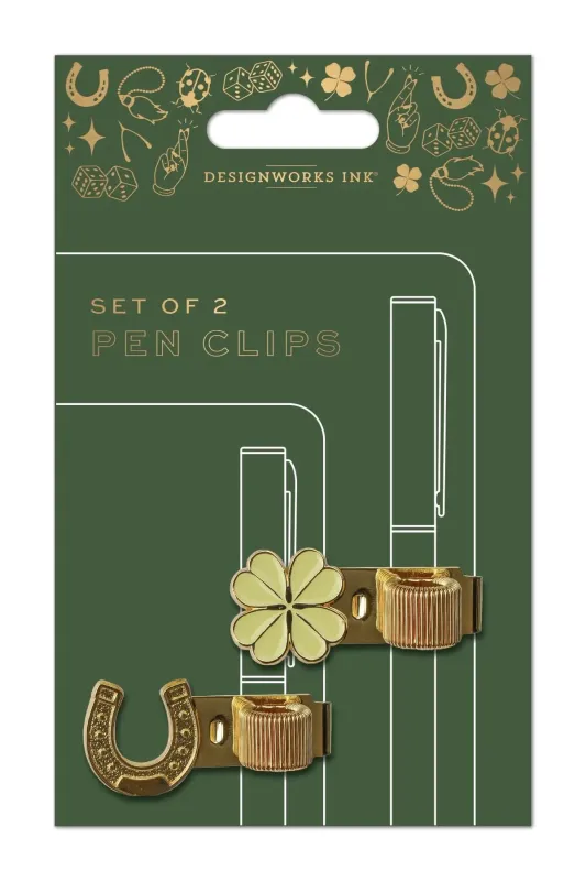 Set of 2 Pen Clips - Lucky Charms sold by DesignWorks Ink
