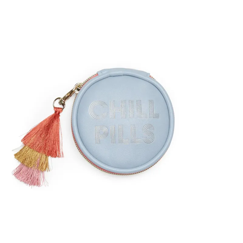 Vegan Leather Travel Pill Case with Tassel - "Chill Pills" sold by DesignWorks Ink