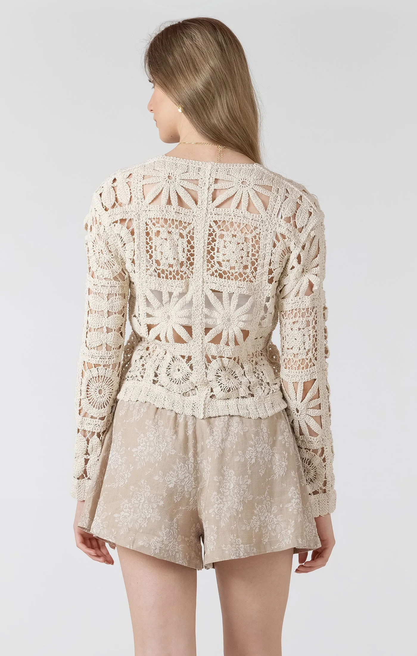 EMBROIDED SQUARE PATTERN CARDIGAN sold by Dex product image thumbnail 3