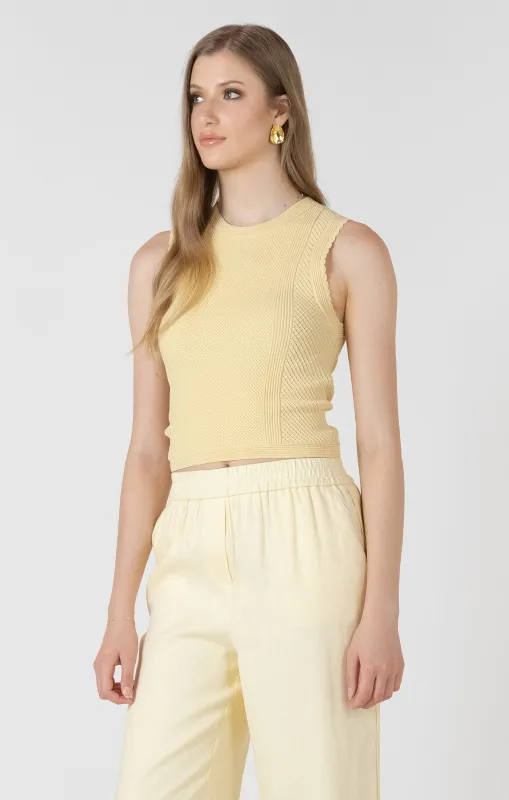 Scalloped pointelle SWEATER TOP made by Dex