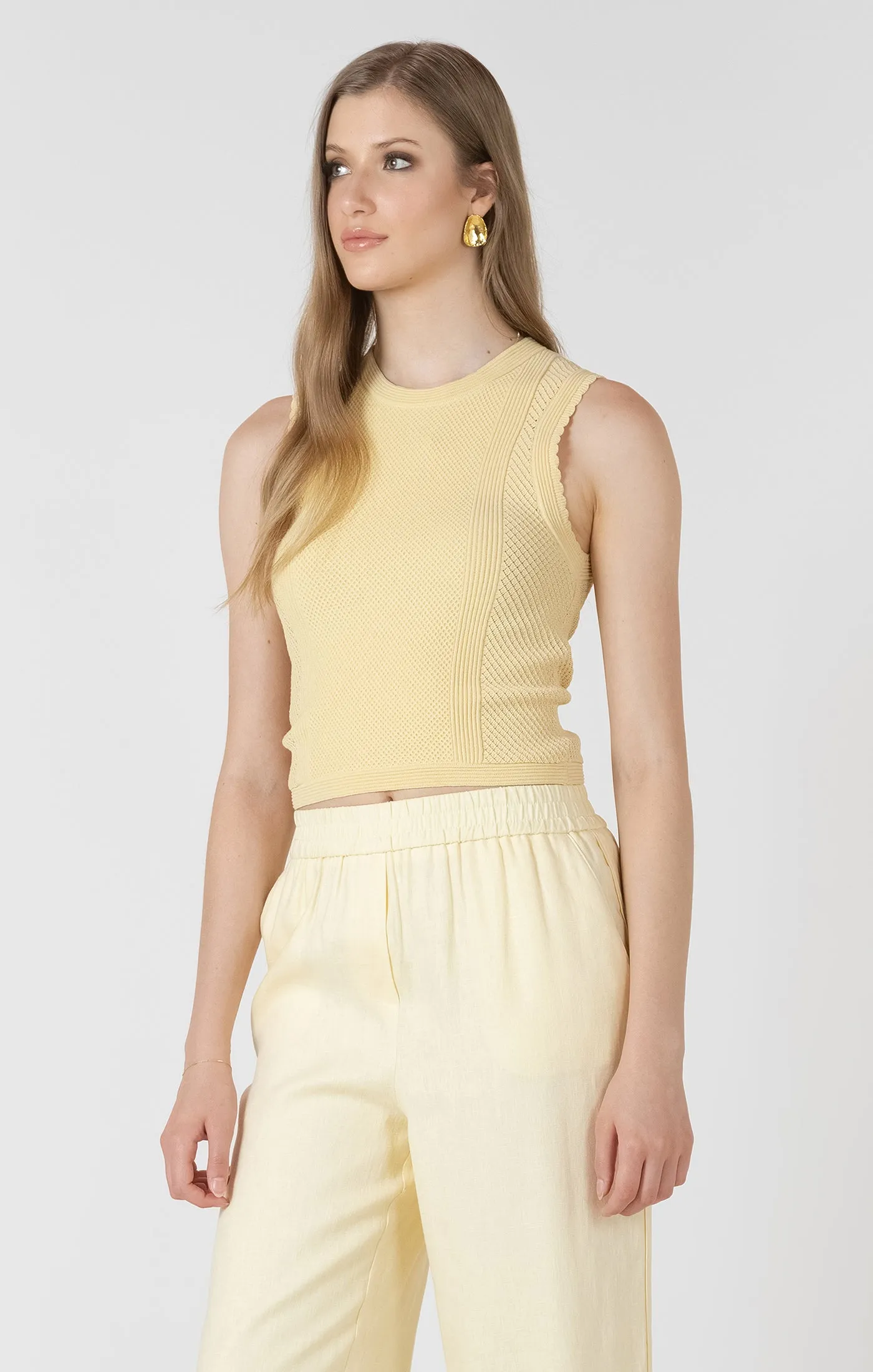 Scalloped pointelle SWEATER TOP sold by Dex