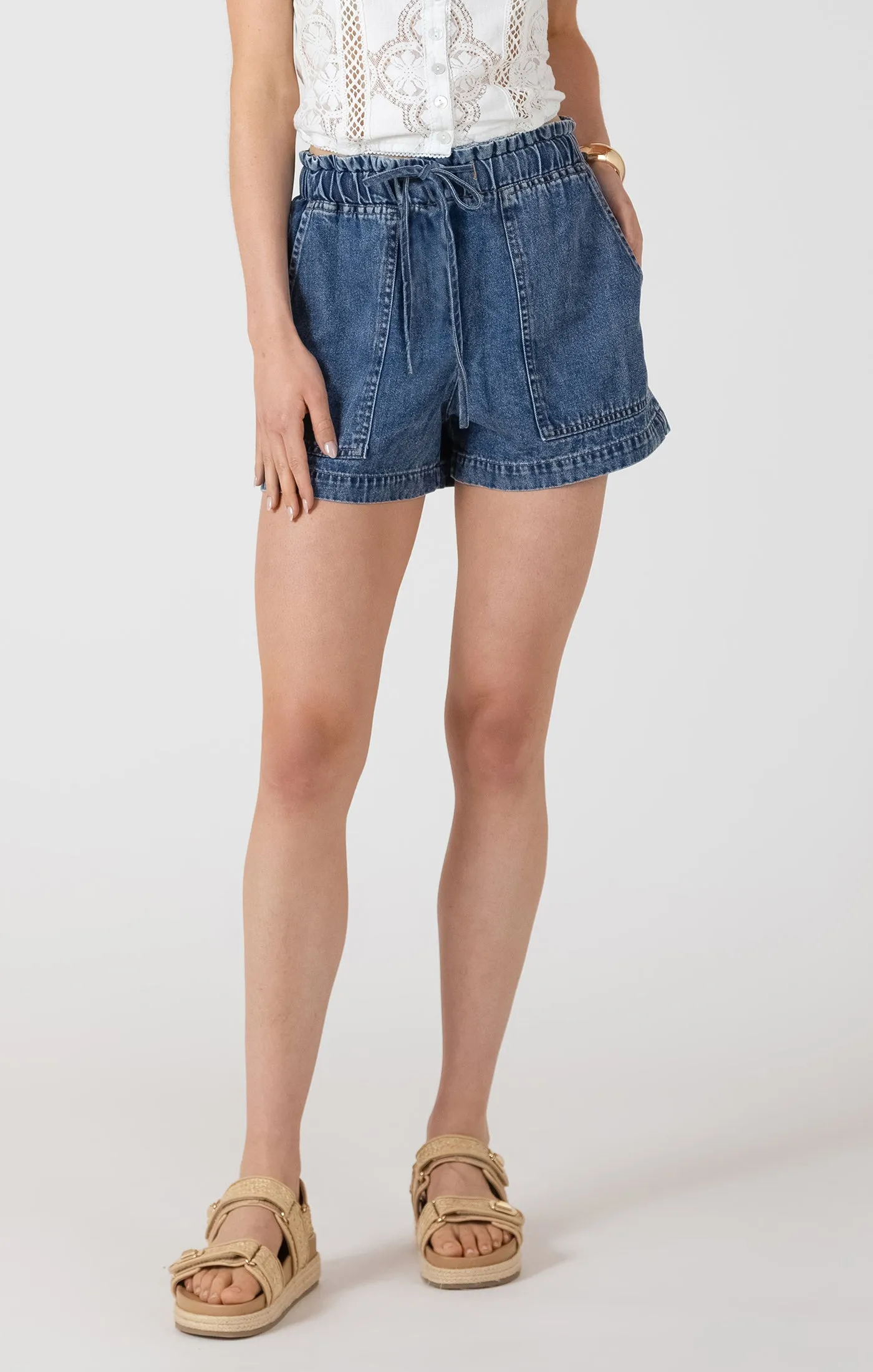 DRAWSTRING DENIM SHORTS sold by Dex product image thumbnail 5