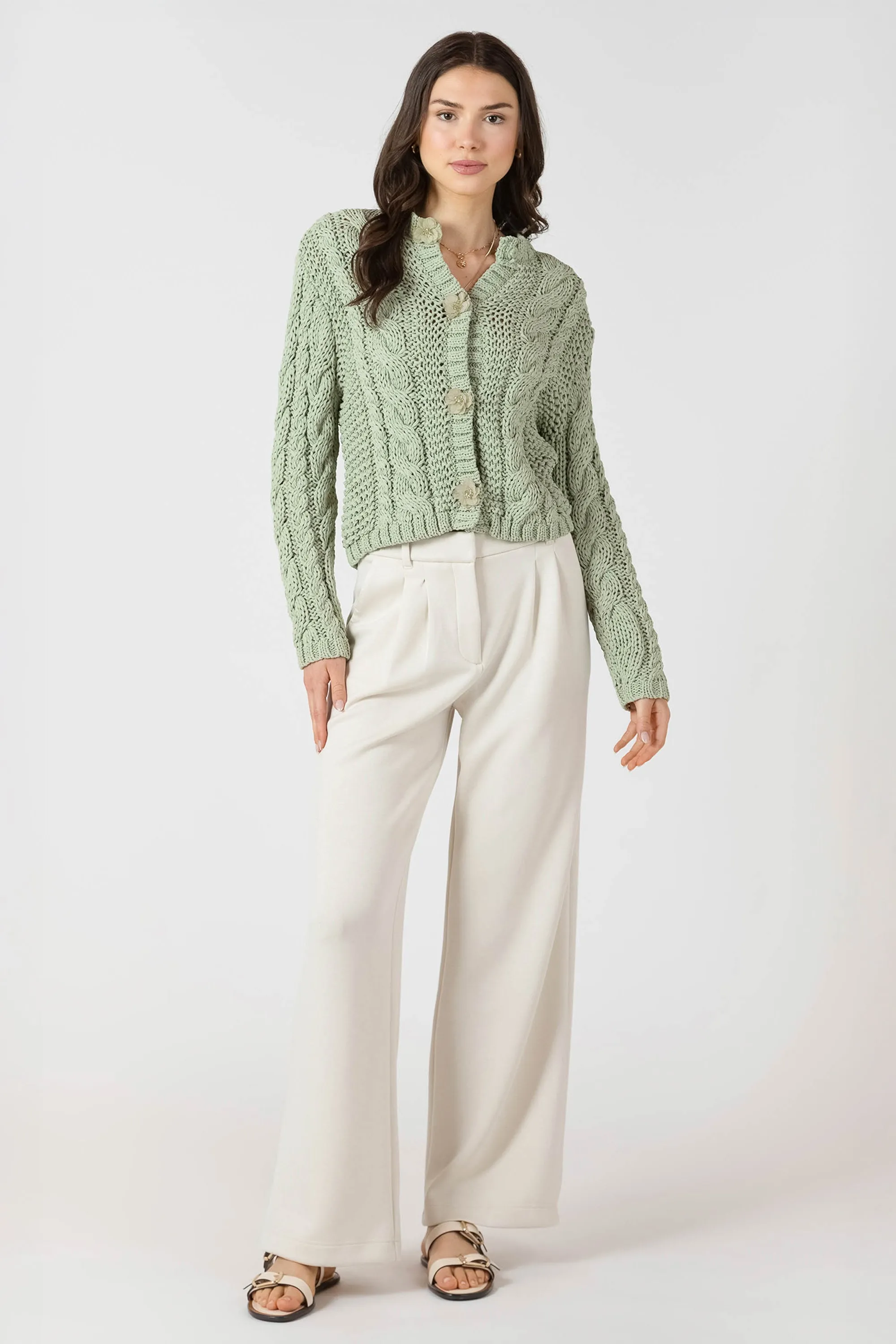 Floral Button Cable Cardigan sold by Dex product image thumbnail 4
