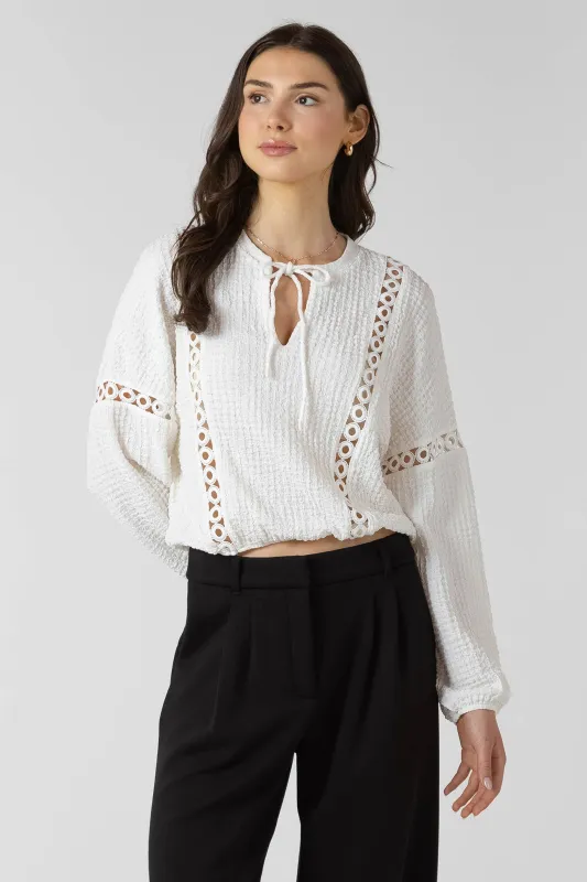 Lace Insert Textured Blouse made by Dex