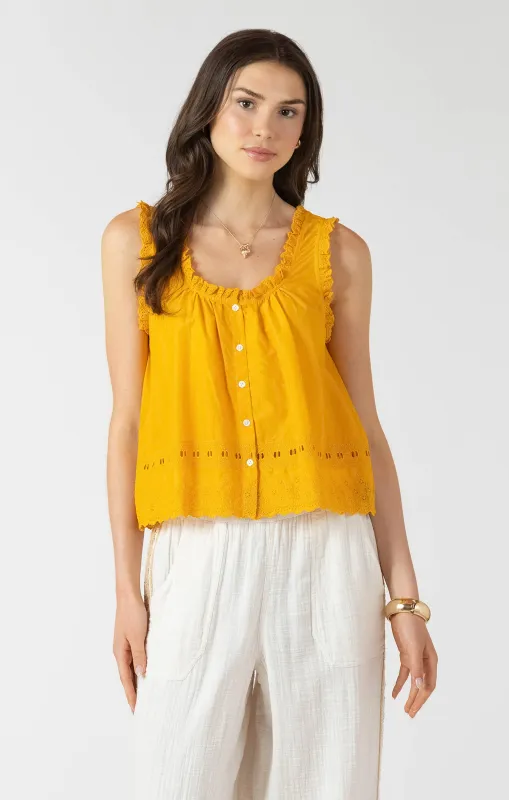 Embroidered Lace Trim Tank made by Dex