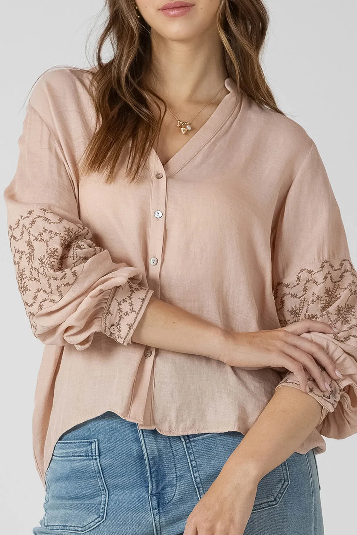 Embroidered Button Front Blouse sold by Dex product image thumbnail 3