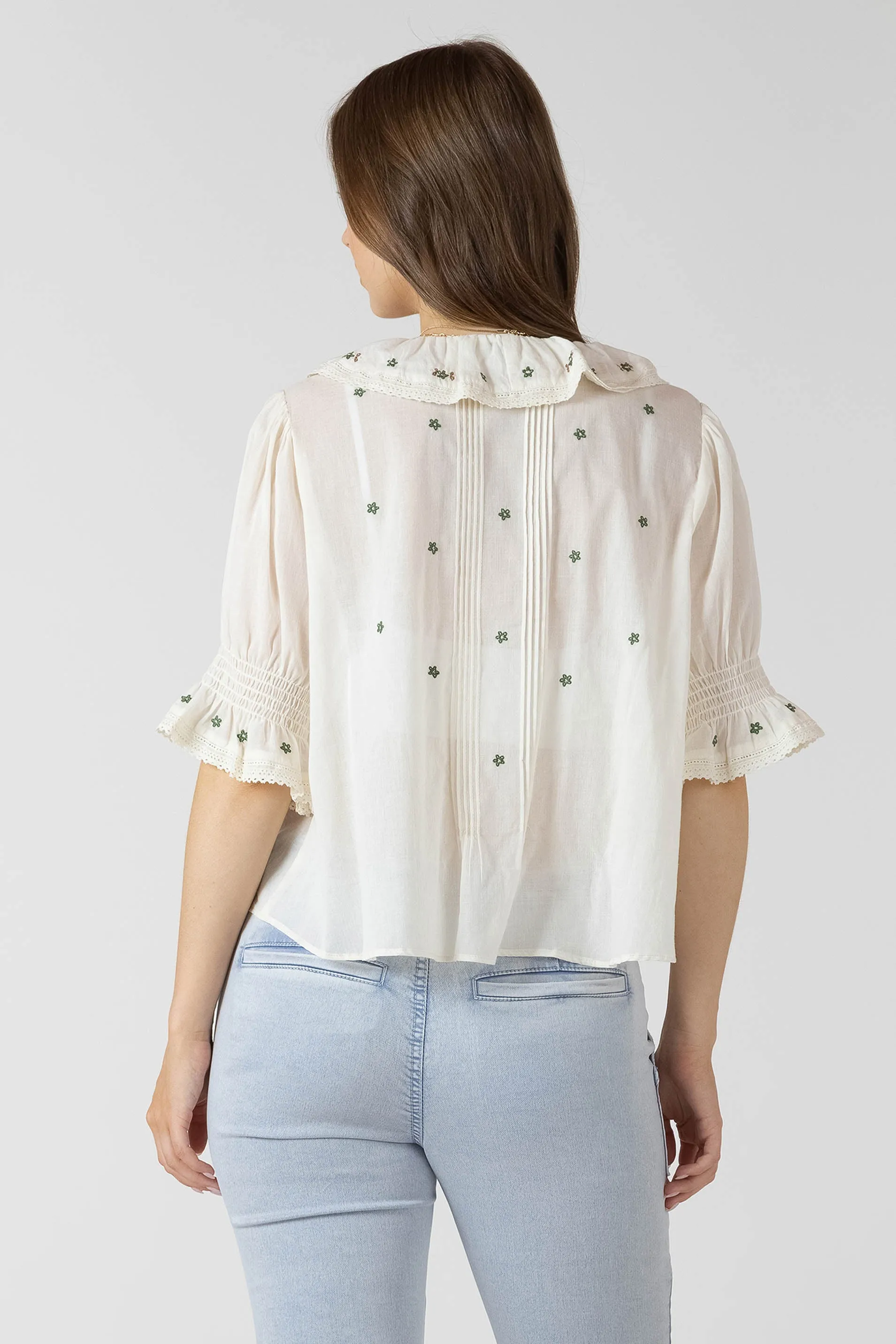 Ruffle Detail Embroidered Blouse sold by Dex product image thumbnail 2