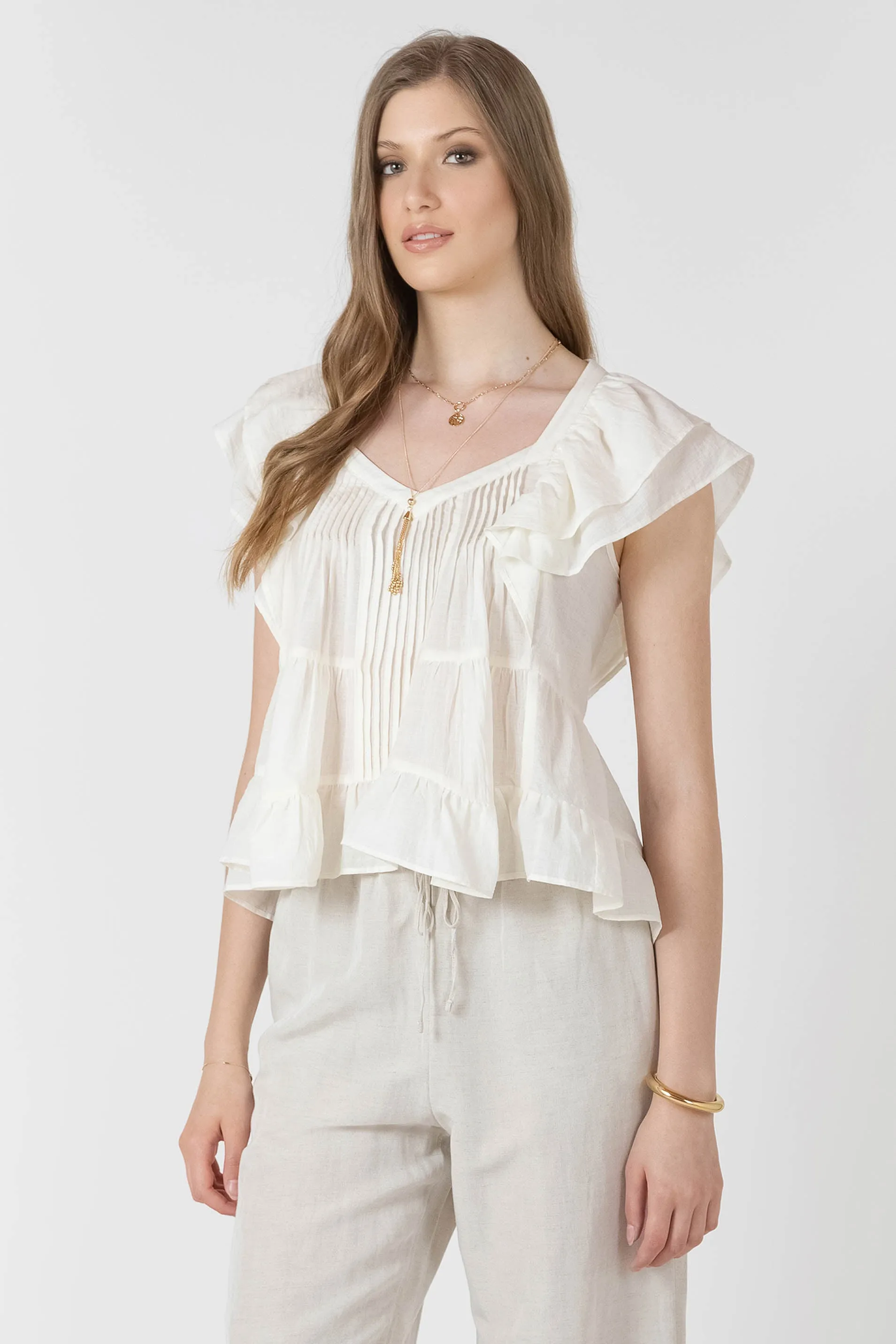 Printed Ruffled Tencel Blouse sold by Dex product image thumbnail 4