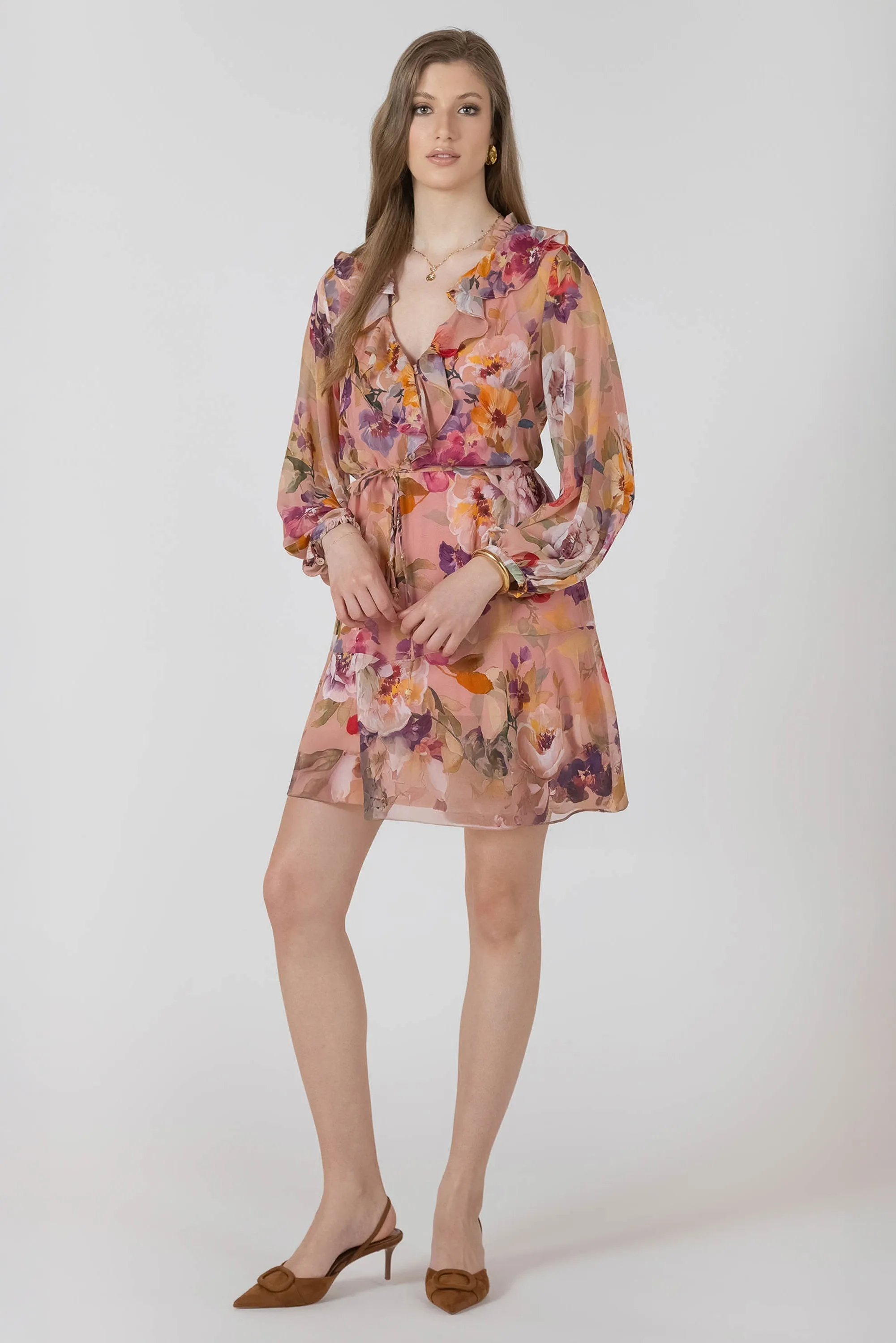 Ruffle Detail Belted Mini Dress sold by Dex product image thumbnail 4