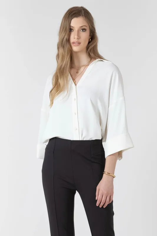Cuffed Button Front Blouse made by Dex