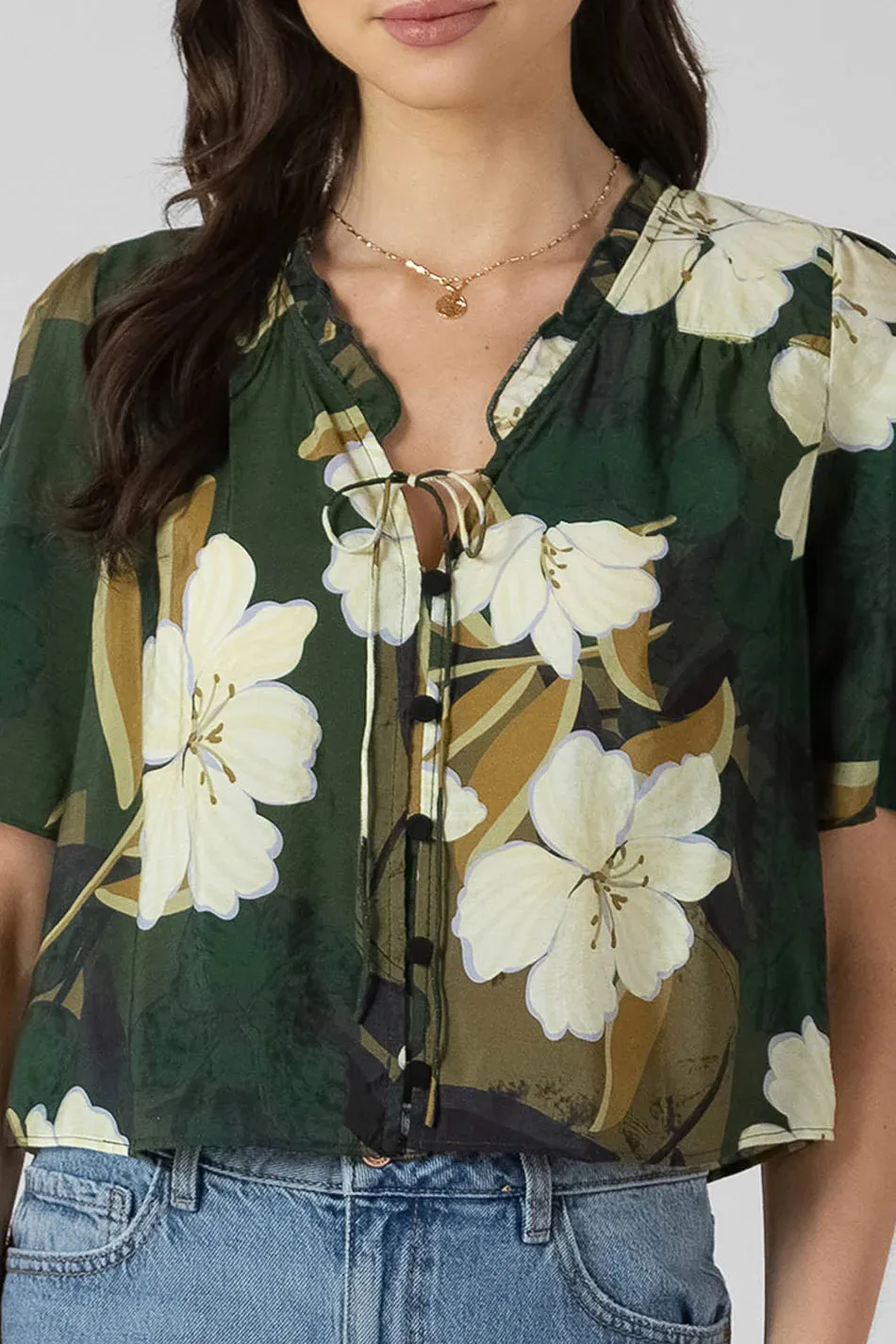 Button Front Ruffle Trim Blouse sold by Dex product image thumbnail 3