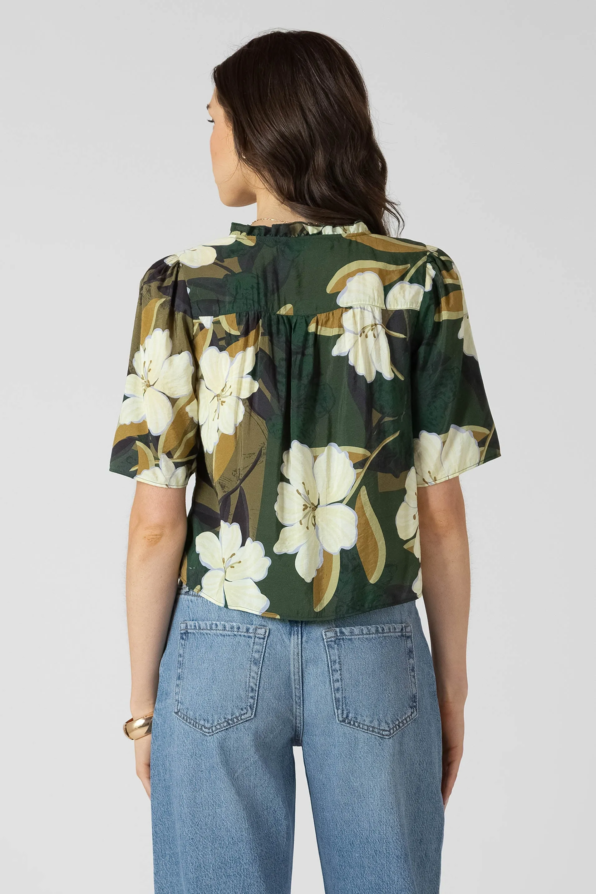 Button Front Ruffle Trim Blouse sold by Dex product image thumbnail 2