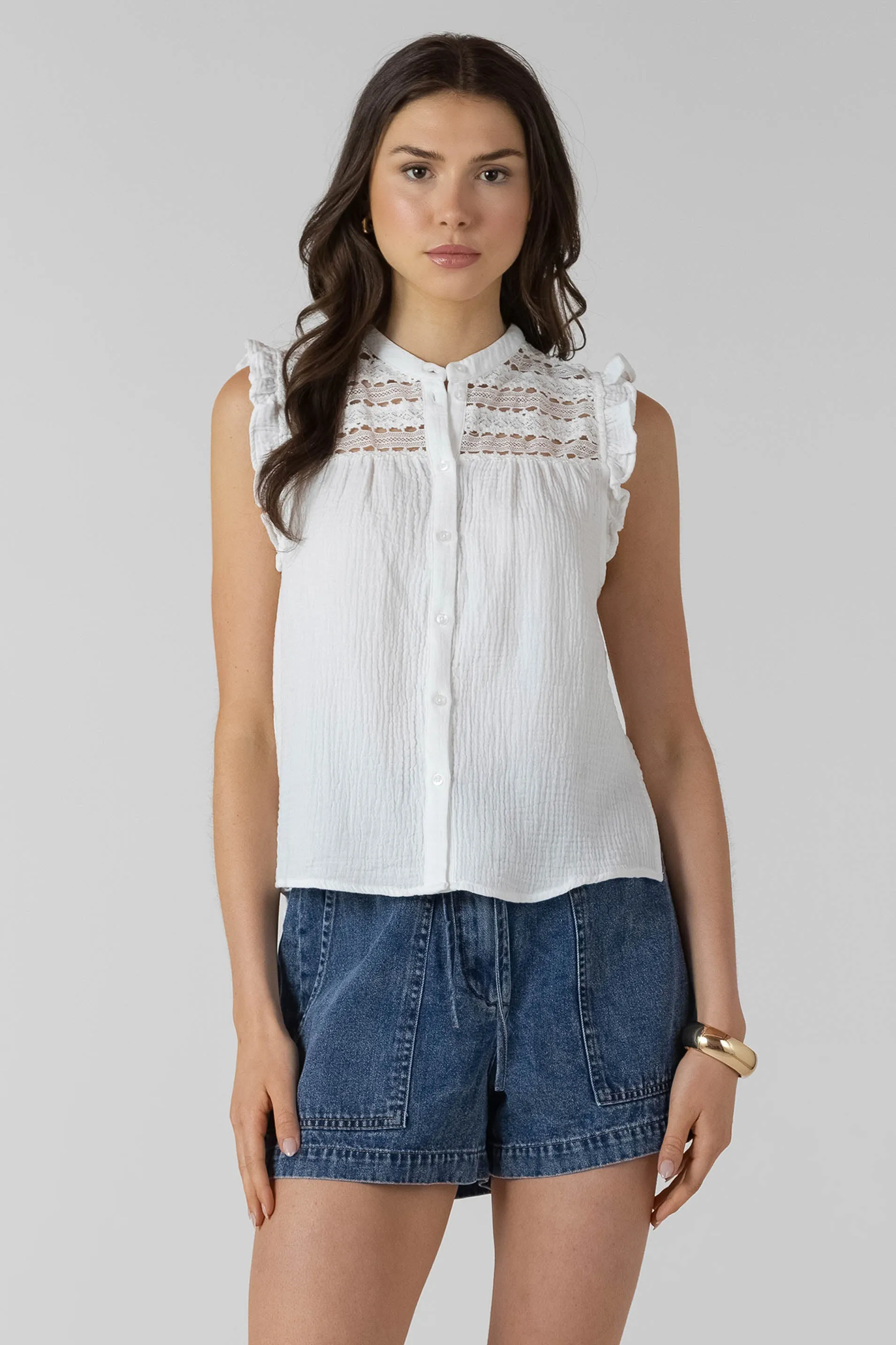 Lace Insert Button Front Blouse sold by Dex product image thumbnail 5
