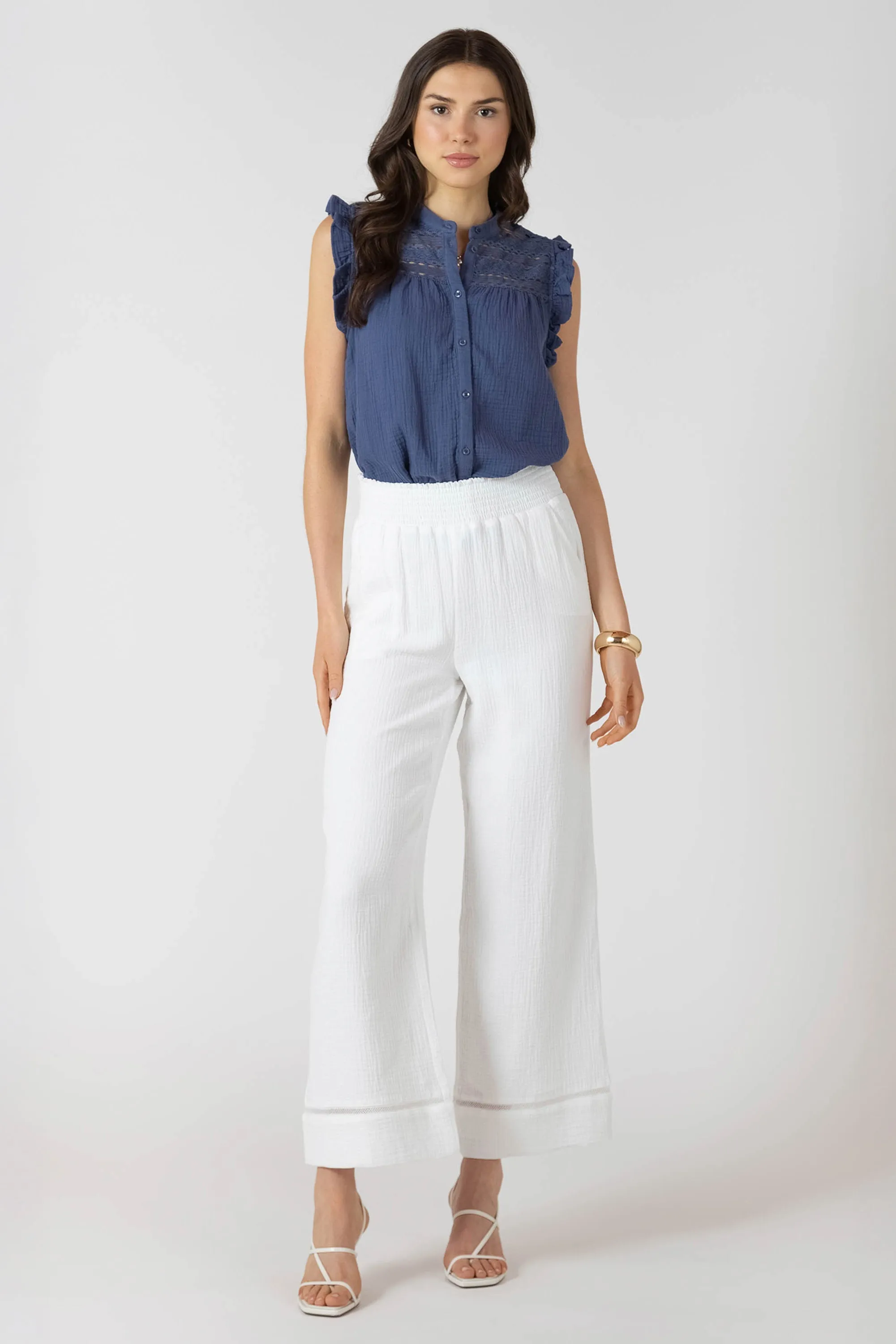 Lace Insert Button Front Blouse sold by Dex product image thumbnail 3