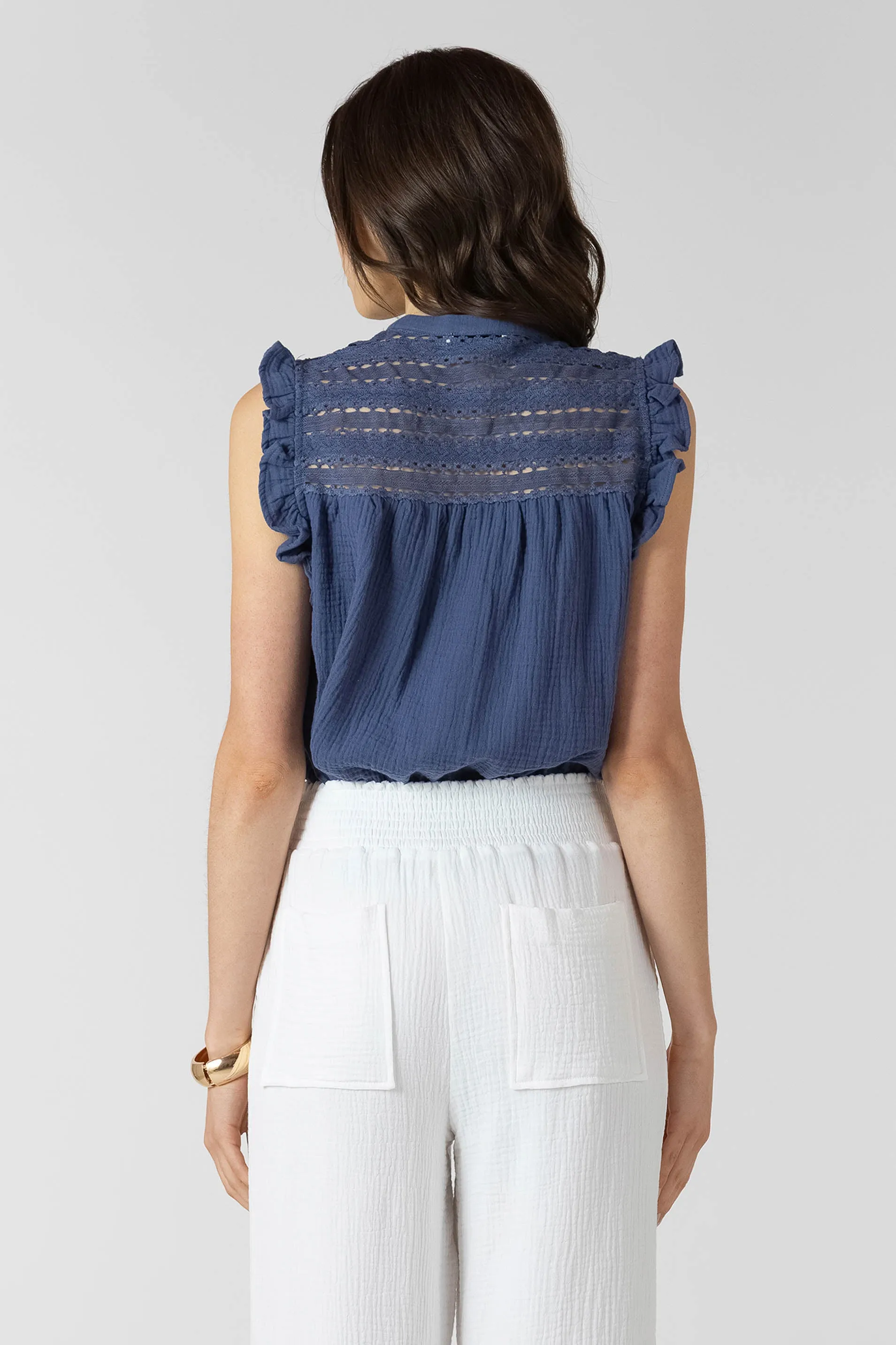 Lace Insert Button Front Blouse sold by Dex product image thumbnail 2
