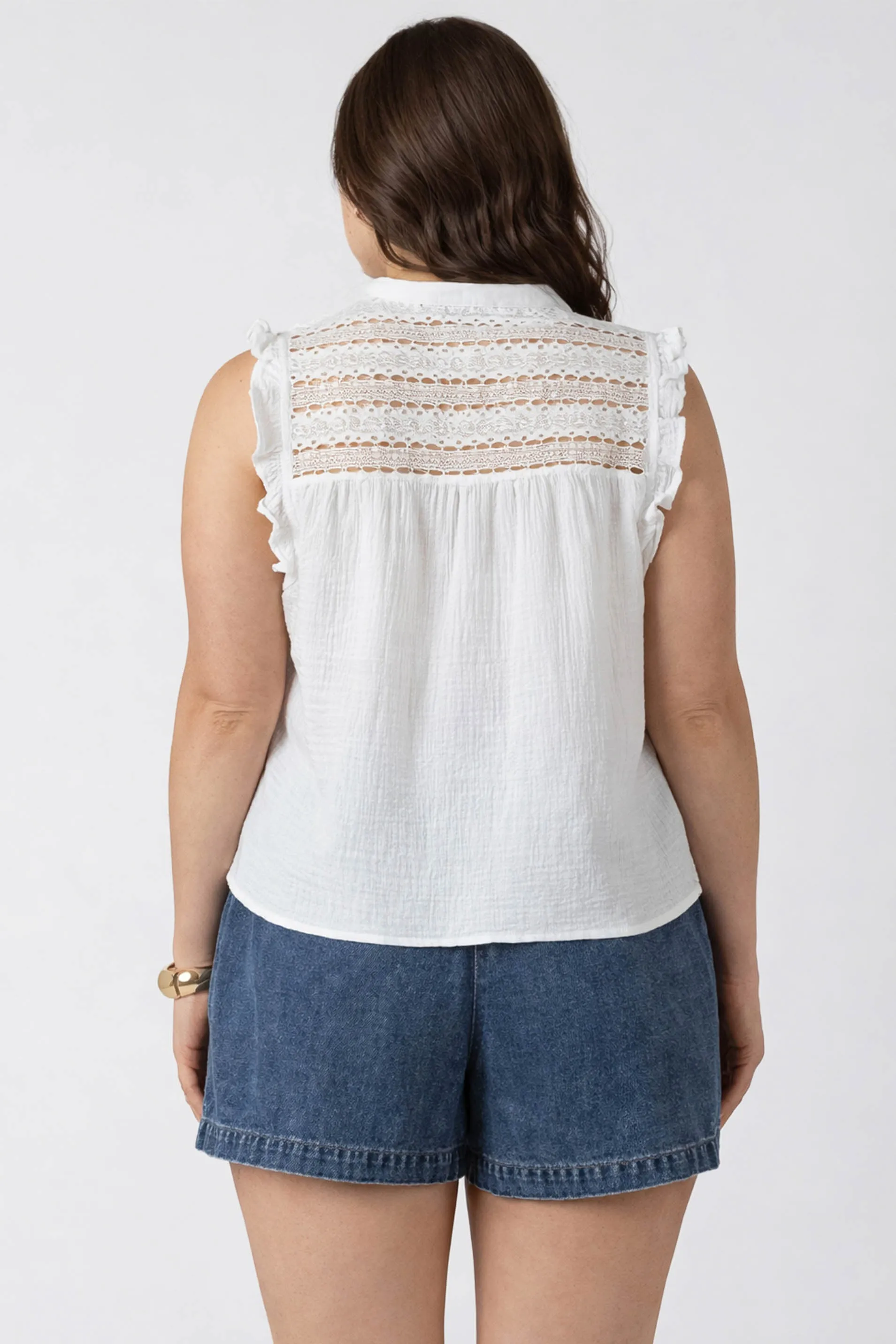 Lace Insert Button Front Blouse sold by Dex product image thumbnail 2