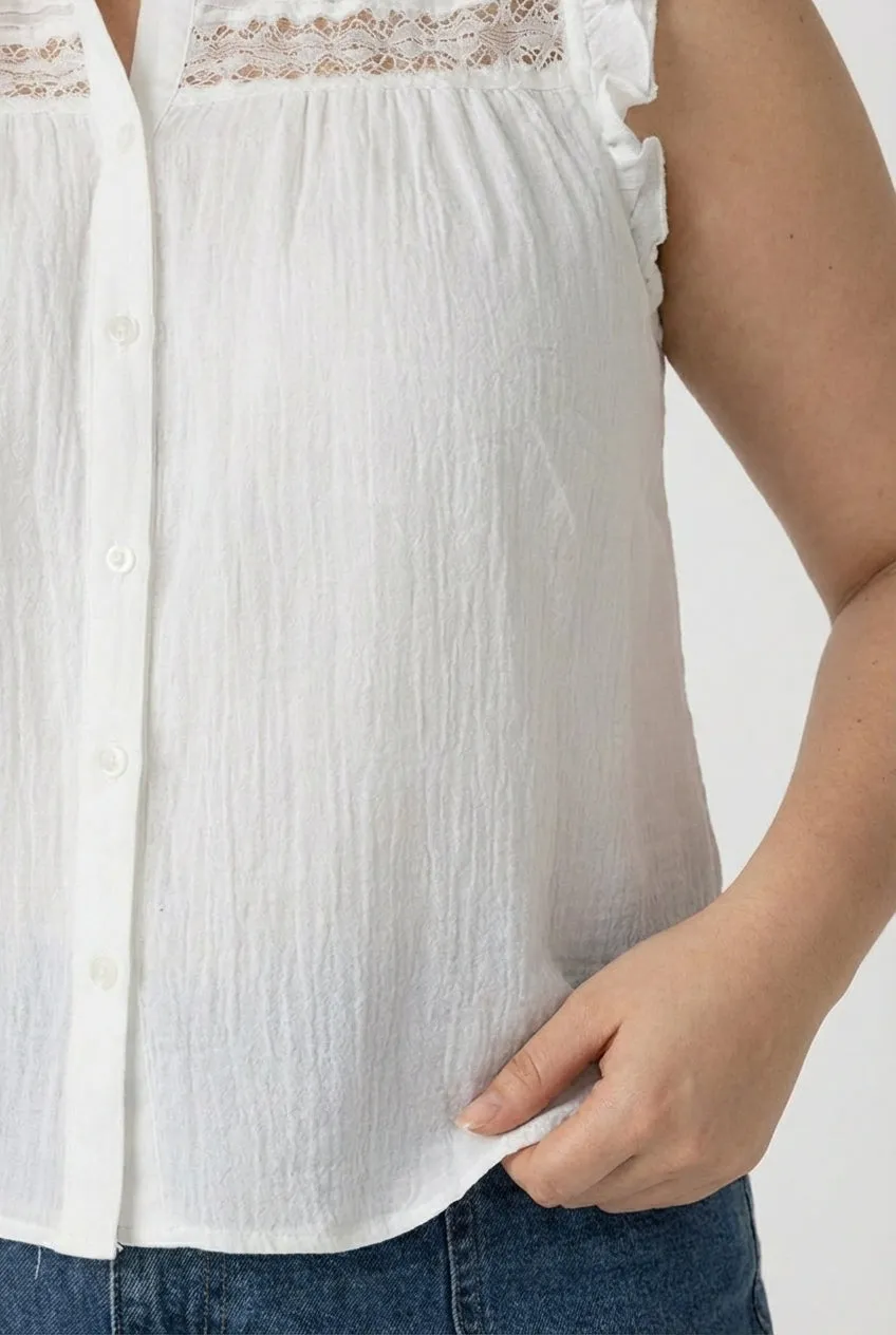 Lace Insert Button Front Blouse sold by Dex product image thumbnail 3