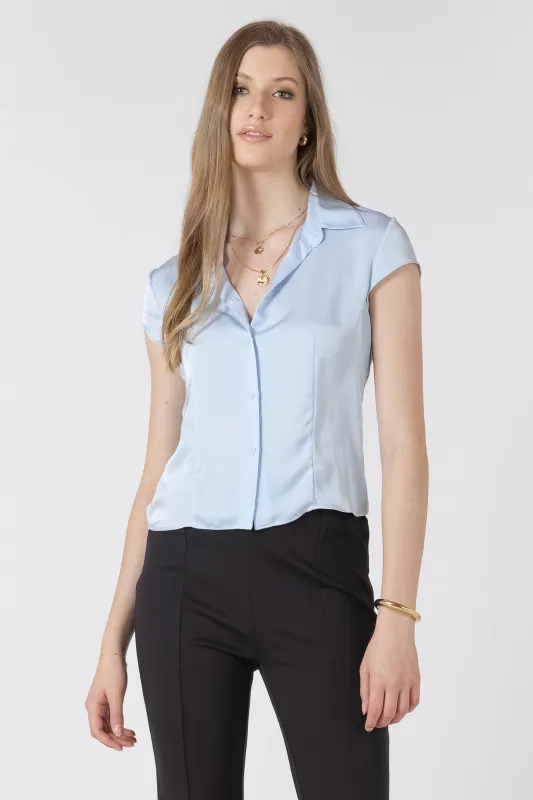 Textured Seamed Button Front Blouse made by Dex