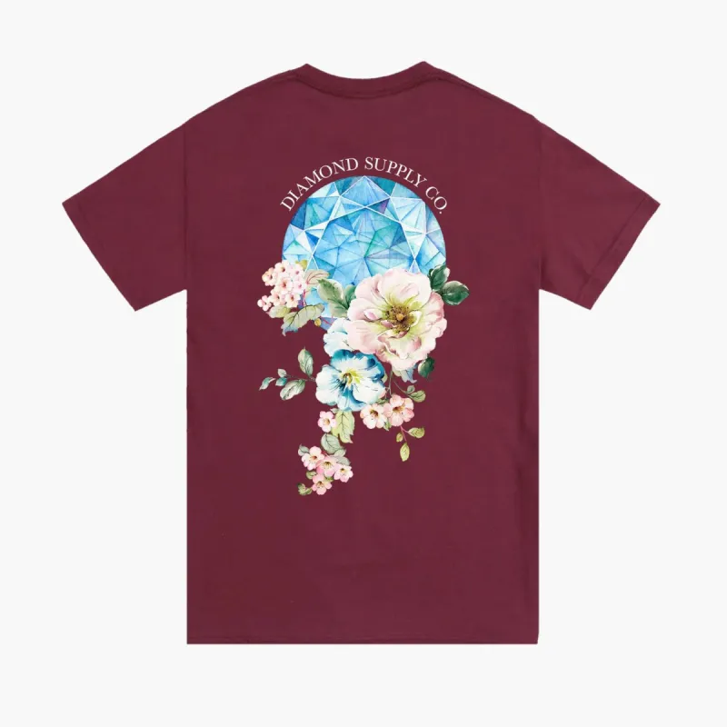Diamond and Flowers Tee - BURGUNDY sold by Diamond Supply Co.