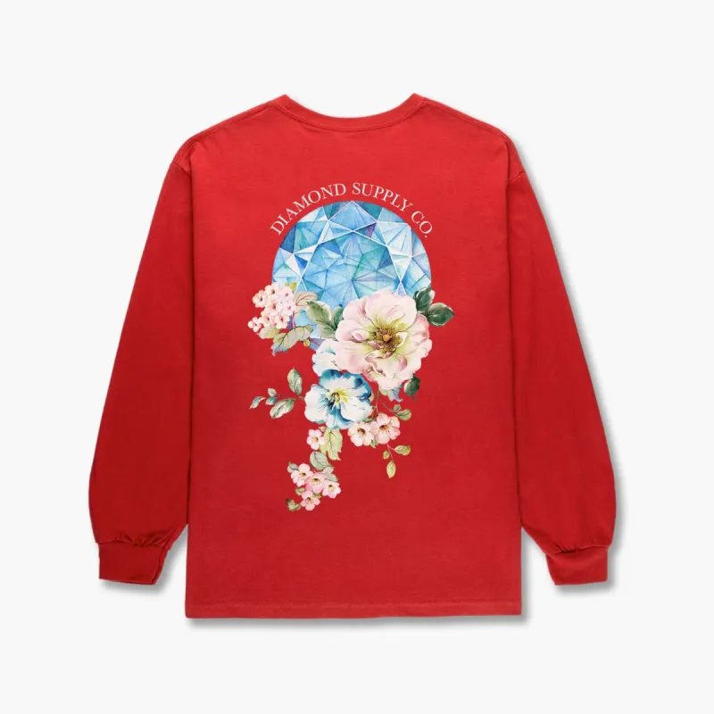 Diamond and Flowers LS Tee - RED sold by Diamond Supply Co.