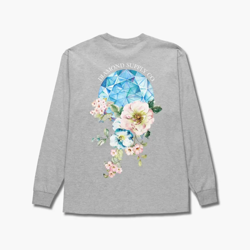 Diamond and Flowers LS Tee - HEATHER GREY made by Diamond Supply Co.