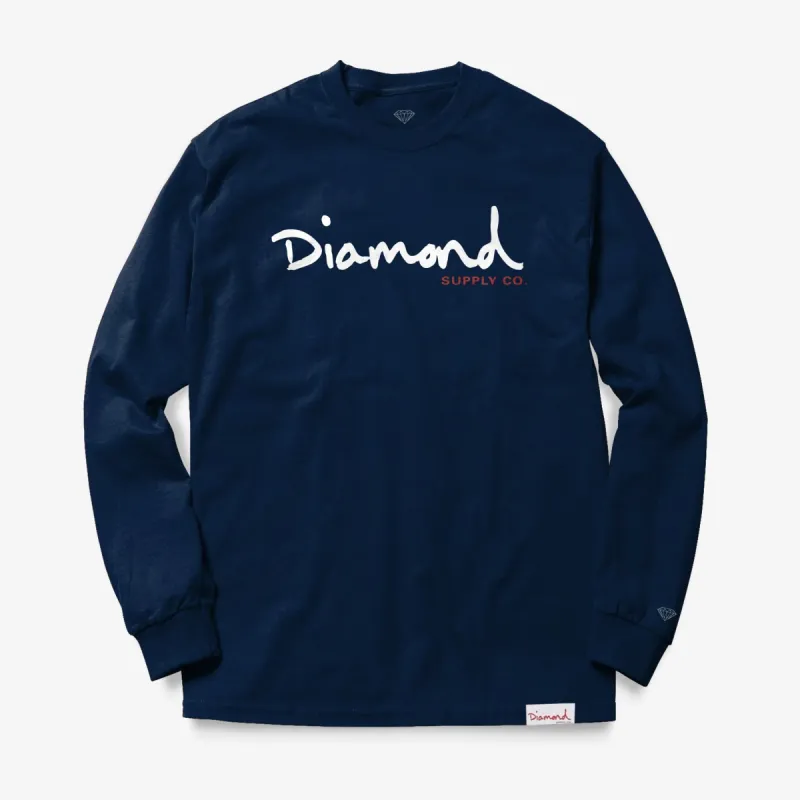 OG SCRIPT LS TEE - NAVY sold by Diamond Supply Co.