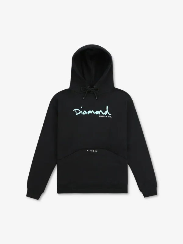 OG SCRIPT SUPER HOODIE - BLACK/TIFFANY sold by Diamond Supply Co.