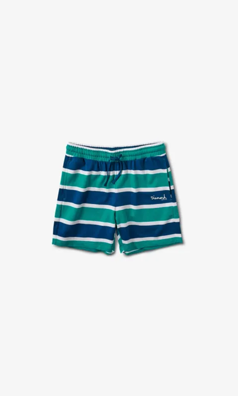 Mini OG Script Striped Shorts - Teal sold by Diamond Supply Co.