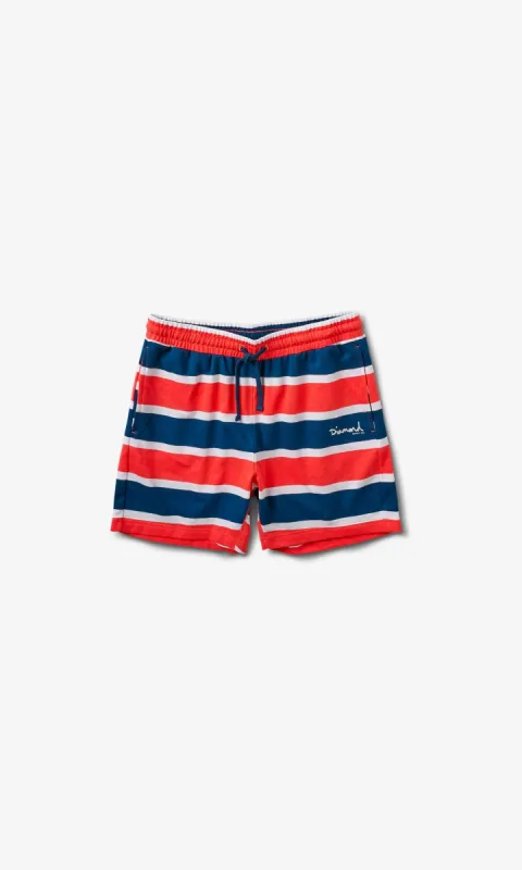 Mini OG Script Striped Shorts - Coral sold by Diamond Supply Co.