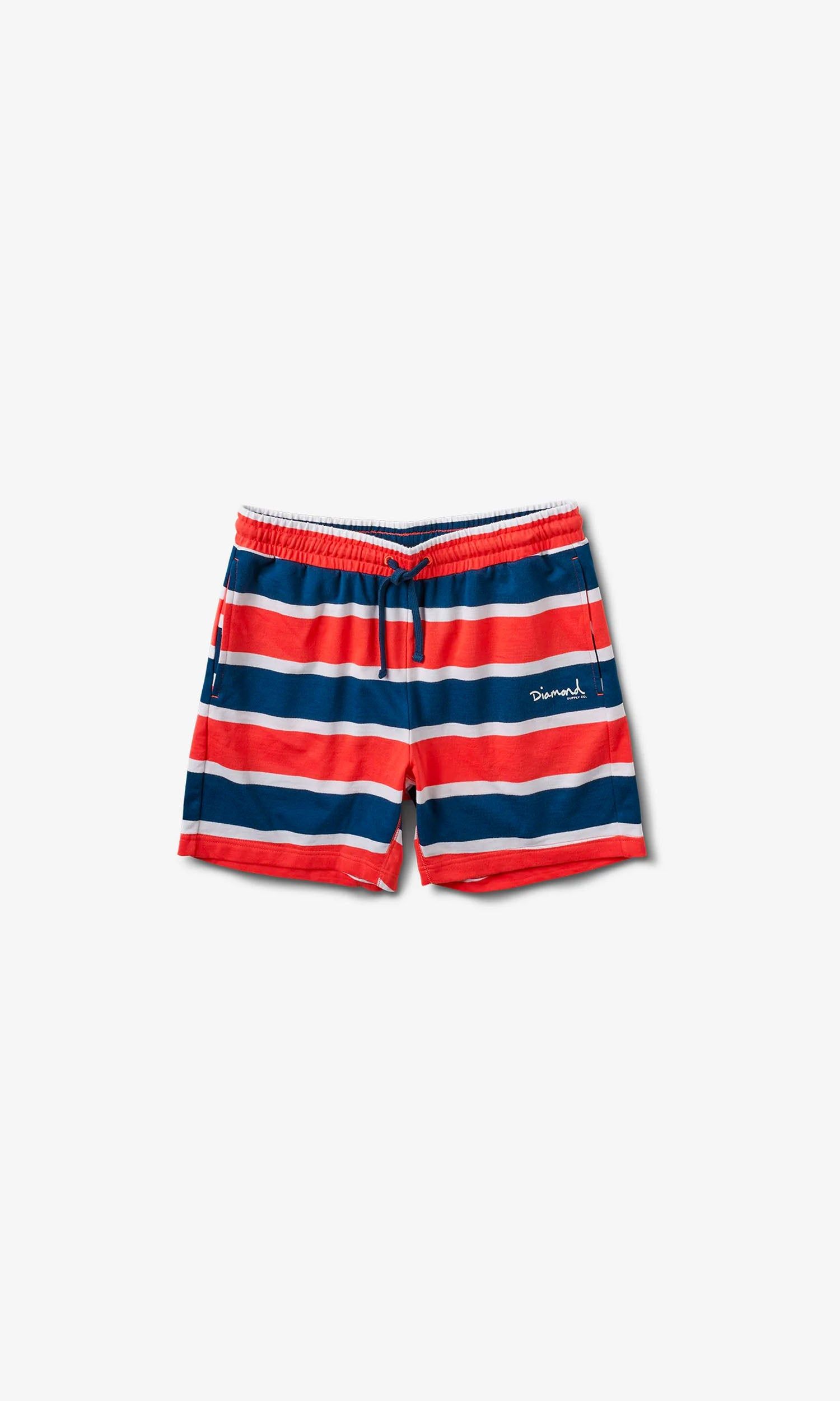 Mini OG Script Striped Shorts - Coral sold by Diamond Supply Co.