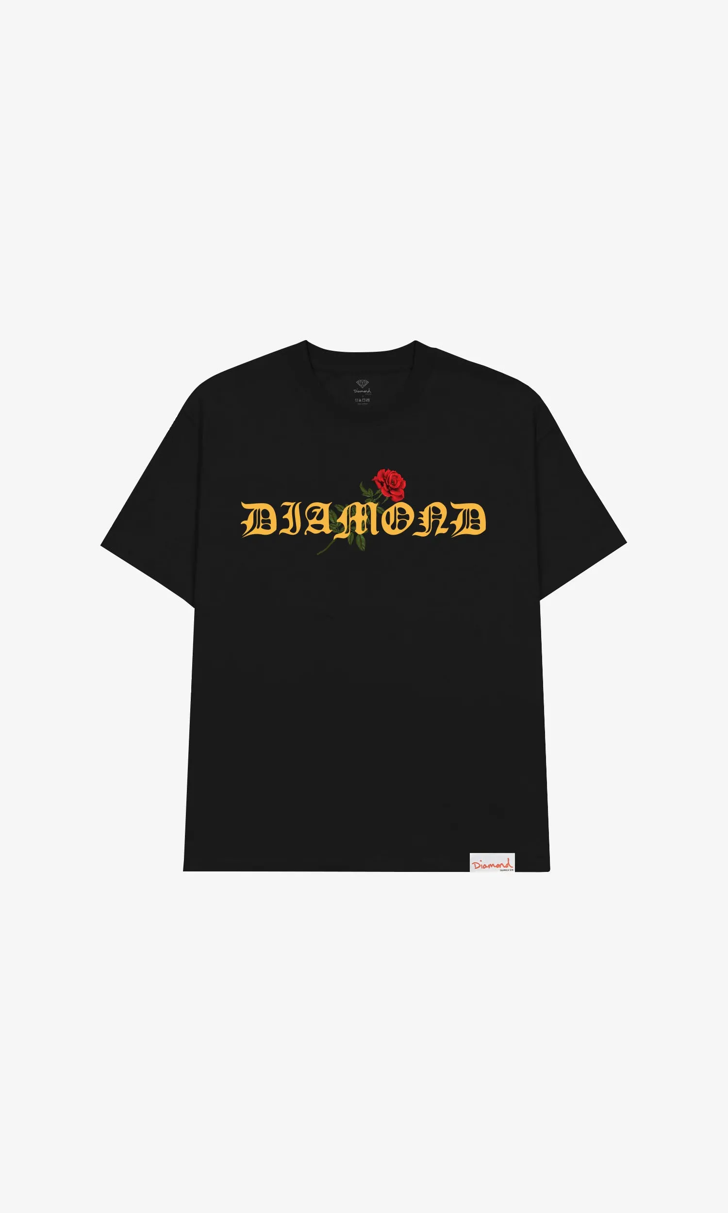 OE SCRIPT ROSE TEE - BLACK sold by Diamond Supply Co.
