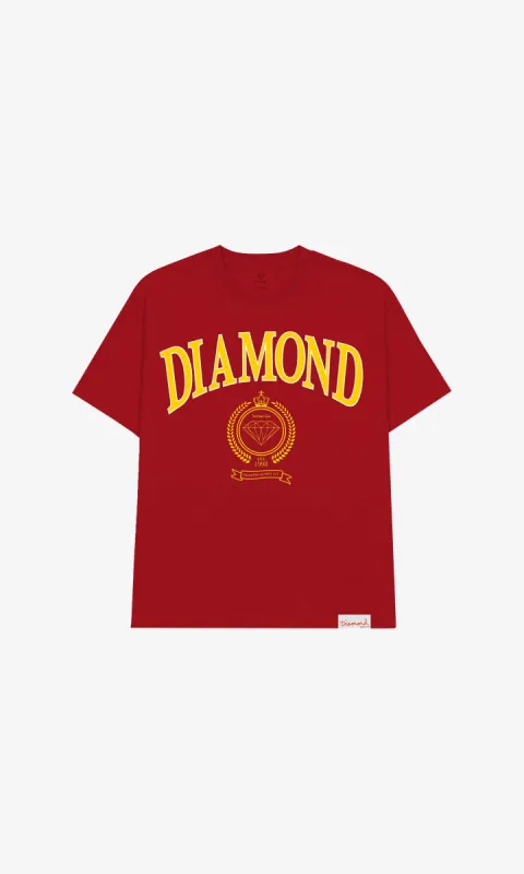 COLLEGE CREST TEE - CARDINAL sold by Diamond Supply Co.
